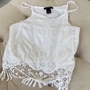 It’s Pink White Lace Trim Women's Top